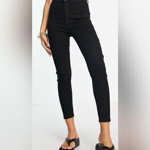 Pull & Bear Petite high waist ultra skinny black jeans size 12